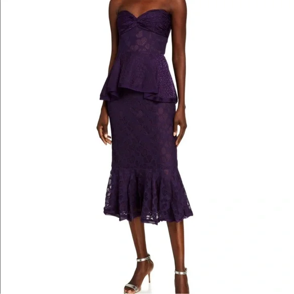 knee length dresses for ladies Strapless Peplum Maxi Dress - White main image 0